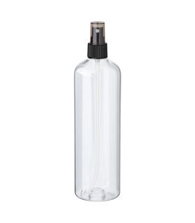 PET-Flasche 500 ml transparent mit schwarzem Zerstäuber [3] - Leer