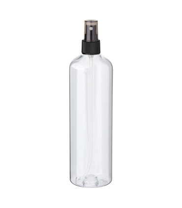 PET-Flasche 500 ml transparent mit schwarzem Zerstäuber [3] - Leer