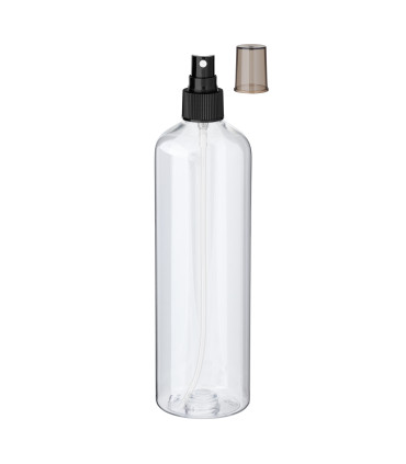 PET-Flasche 500 ml transparent mit schwarzem Zerstäuber [3] - Leer