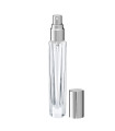 Glasflasche 10 ml klar hexagonal mit silbernem Zerstäuber
