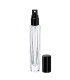 Parfümglasflasche 10 ml hexagonal klar mit schwarzem Zerstäuber - Leer