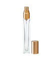 Glasflasche 10 ml klar quadratisch mit goldenem Zerstäuber