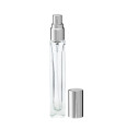 Glasflasche 10 ml klar quadratisch mit silbernem Zerstäuber