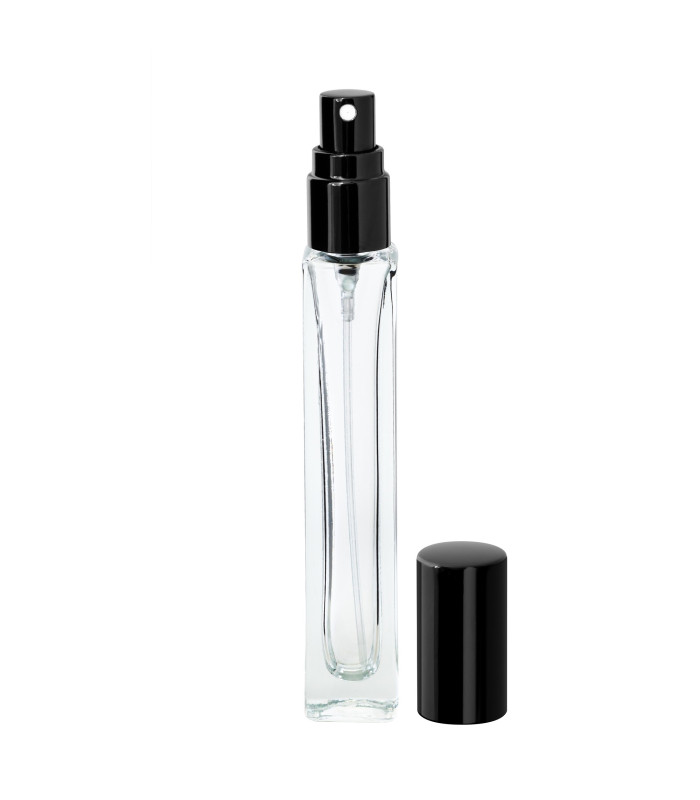 Glasflasche 10 ml klar quadratisch – Parfümzerstäuber mit Sprühkopf