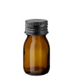 Glasflasche 30 ml braun PP28 Sirupflasche mit schwarzem Aluminium-Schraubverschluss