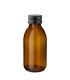 Glasflasche 125 ml braun Sirupflasche mit schwarzem Schraubverschluss