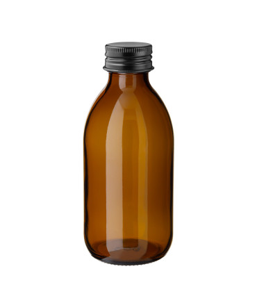 Glasflasche 200 ml braun Sirupflasche mit schwarzem Schraubverschluss