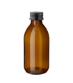 Glasflasche 200 ml braun PP28 Sirupflasche mit schwarzem Aluminium-Schraubverschluss