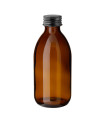 Glasflasche 250 ml braun PP28 Sirupflasche mit schwarzem Aluminium-Schraubverschluss