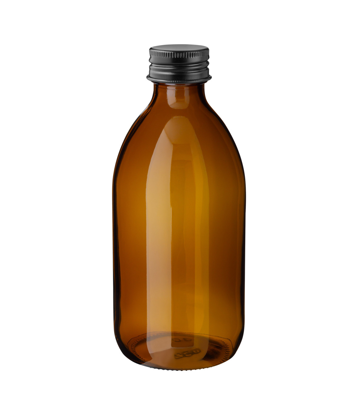 Glasflasche 300 ml braun Sirupflasche mit schwarzem Schraubverschluss