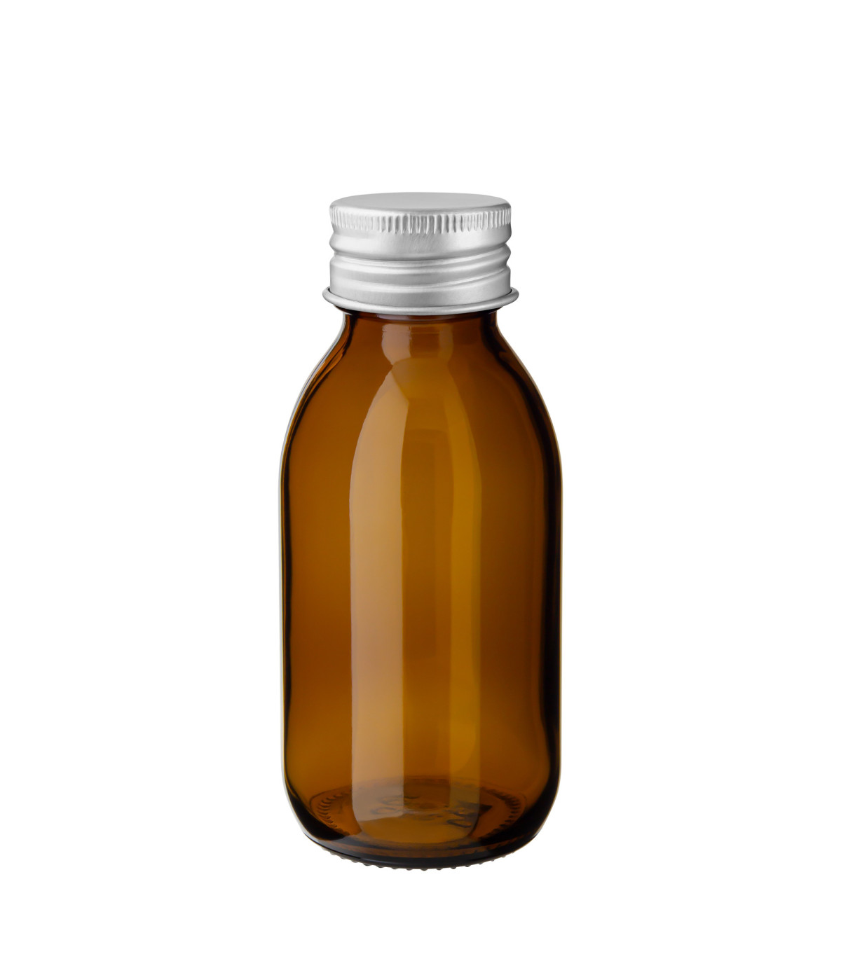 Glasflasche 100 ml braun Sirupflasche mit silbernem -Schraubverschluss