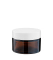 Glastiegel 30 ml braun mit weißem ABS-Deckel und Zwischendeckel