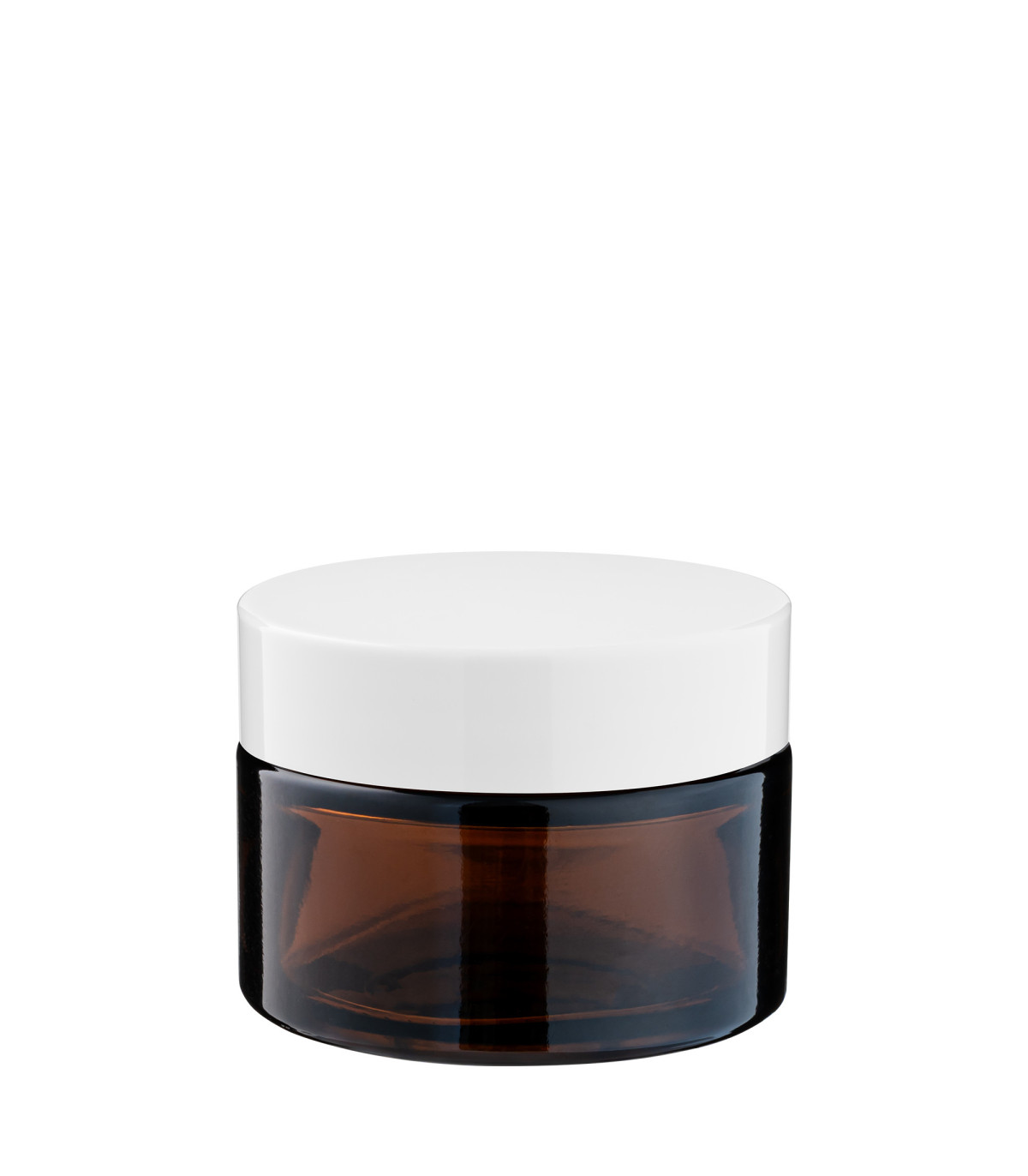 Kosmetiktiegel Glas braun 30 ml mit weißem ABS-Deckel und Zwischendeckel