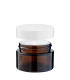 Kosmetiktiegel Glas braun 30 ml mit weißem ABS-Deckel und Zwischendeckel