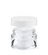 Glastiegel 30 ml klar mit weißem ABS-Deckel und Zwischendeckel