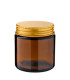 Kosmetiktiegel Glas braun 120 ml mit goldenem Aluminium Schraubdeckel