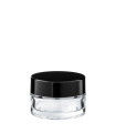 Glastiegel 20 ml klar mit schwarzem ABS-Deckel und Zwischendeckel