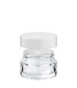 Glastiegel 20 ml klar mit schwarzem ABS-Deckel und Zwischendeckel