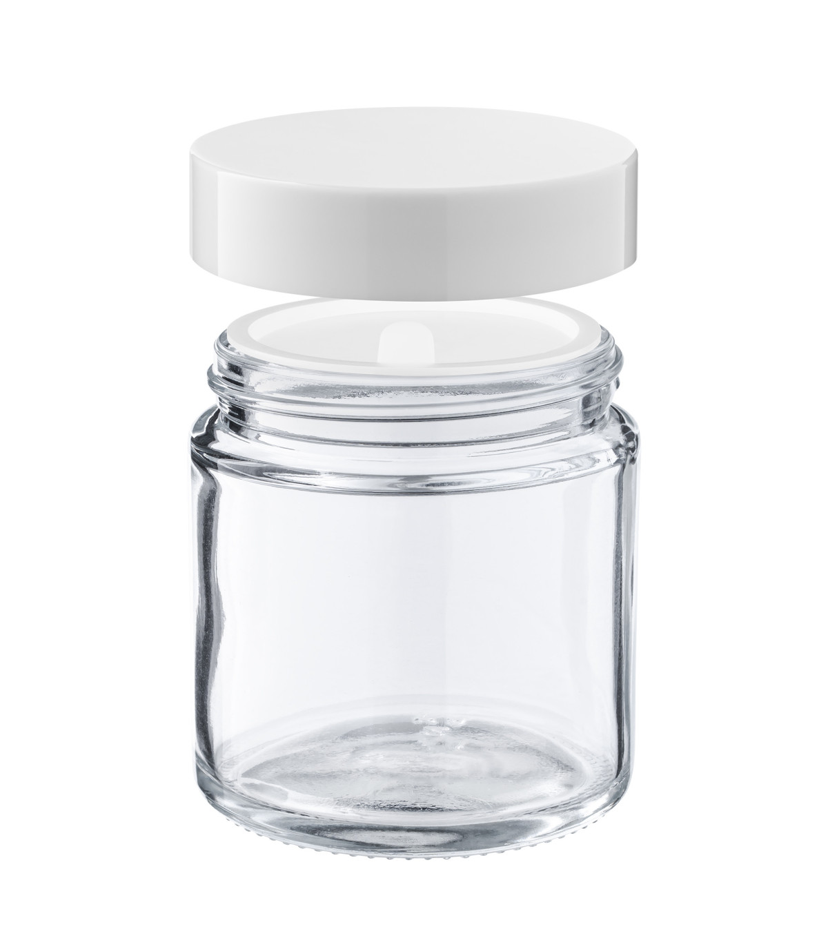 Kosmetiktiegel 120 ml aus Glas | Klar mit weißem Deckel