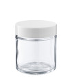 Glastiegel 120 ml klar mit weißem ABS-Deckel und Zwischendeckel