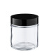 Glastiegel 120 ml klar mit schwarzem Aluminium-Schraubdeckel