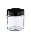 Glastiegel 120 ml klar mit schwarzem Aluminium-Schraubdeckel