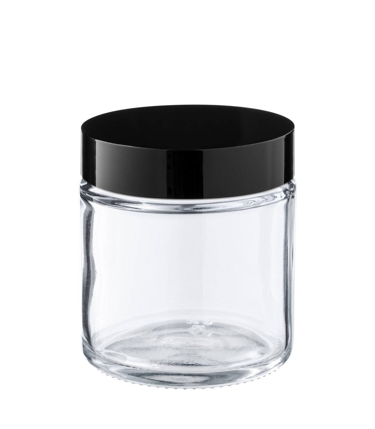 Glastiegel 120 ml klar mit schwarzem Aluminium-Schraubdeckel