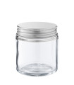 Glastiegel 120 ml klar mit silbernem Aluminium-Schraubdeckel