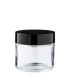 Glastiegel 60 ml klar mit schwarzem ABS-Deckel und Zwischendeckel