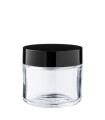 Glastiegel 60 ml klar mit schwarzem ABS-Deckel und Zwischendeckel