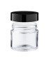 Glastiegel 60 ml klar mit schwarzem ABS-Deckel und Zwischendeckel