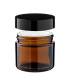 Kosmetiktiegel Glas braun 60 ml mit schwarzem ABS-Deckel und Zwischendeckel