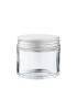 Glastiegel 60 ml klar mit silbernem Aluminium-Schraubdeckel