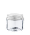 Glastiegel 60 ml klar mit silbernem Aluminium-Schraubdeckel