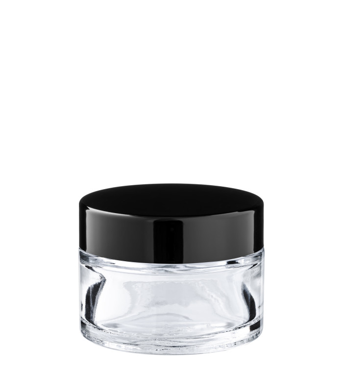 Kosmetiktiegel 30ml Glas klar – Edler Glastiegel mit ABS-Deckel
