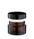 Kosmetiktiegel Glas braun 30 ml mit schwarzem ABS-Deckel und Zwischendeckel