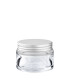 Glastiegel 30 ml klar mit silbernem Aluminium-Schraubdeckel