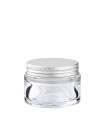 Glastiegel 30 ml klar mit silbernem Aluminium-Schraubdeckel