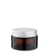 Glastiegel 30 ml braun mit silbernem Aluminium-Schraubdeckel