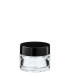 Glastiegel 15 ml klar mit schwarzem ABS-Schraubdeckel