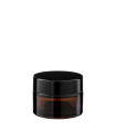 Glastiegel 15 ml braun mit schwarzem ABS-Deckel und Zwischendeckel