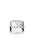 Glastiegel 15 ml klar mit silbernem Aluminium-Schraubdeckel