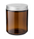 Glastiegel 250 ml braun mit silbernem Aluminium-Schraubdeckel