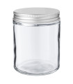 Glastiegel 250 ml klar mit silbernem Aluminium-Schraubdeckel
