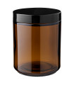 Glastiegel 250 ml braun  mit schwarzem PP-Schraubdeckel