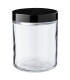 Glastiegel 250 ml klar mit schwarzem PP-Schraubdeckel