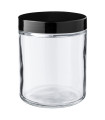 Glastiegel 250 ml klar mit schwarzem PP-Schraubdeckel