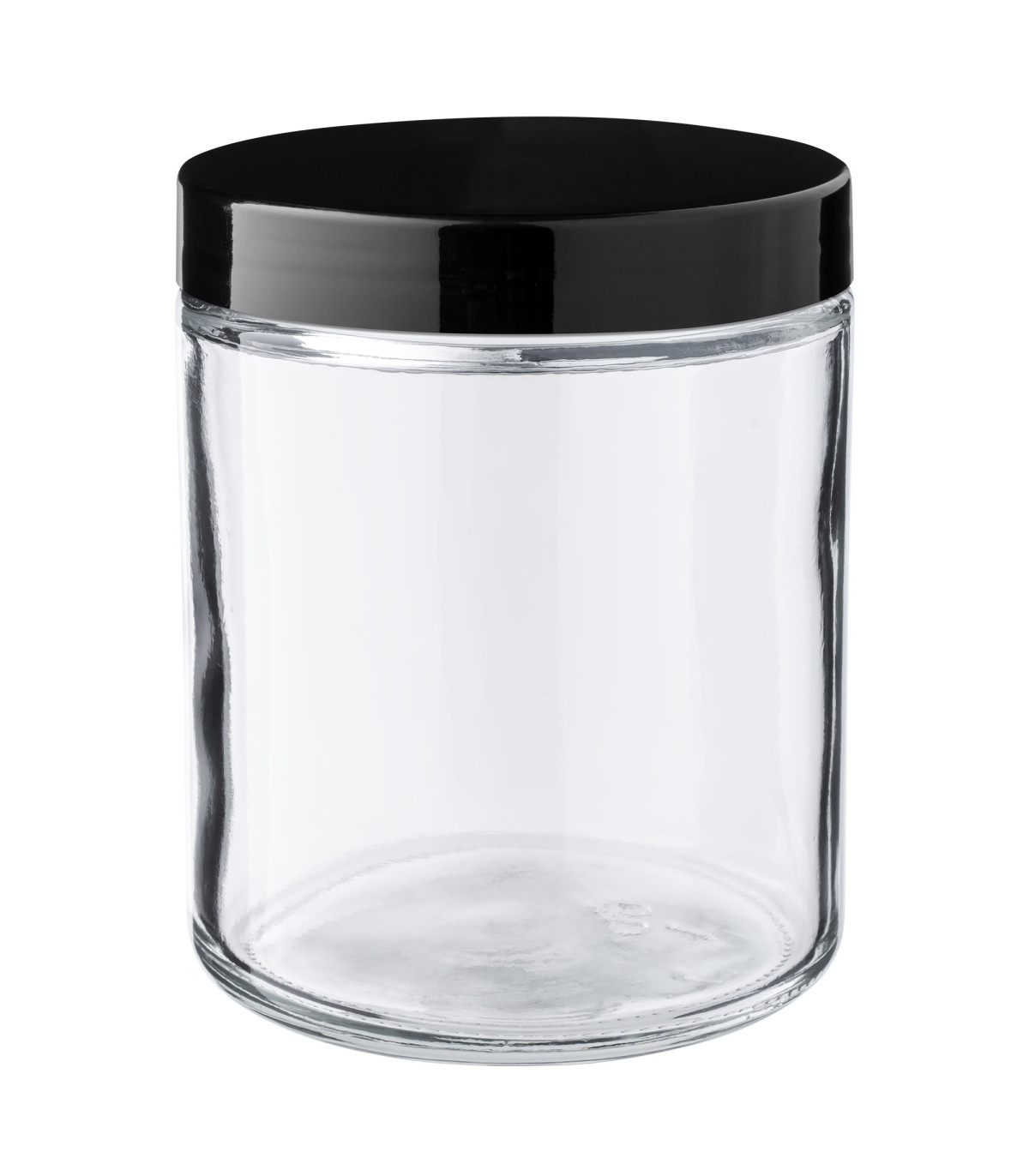 Glastiegel 250 ml klar mit schwarzem PP-Schraubdeckel