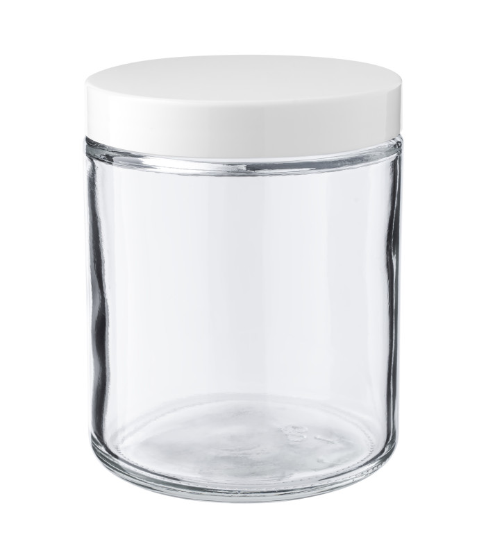 Kosmetiktiegel Glas klar 250 ml mit weißem PP-Schraubdeckel