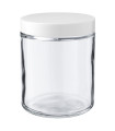 Glastiegel 250 ml klar mit weißem PP-Schraubdeckel